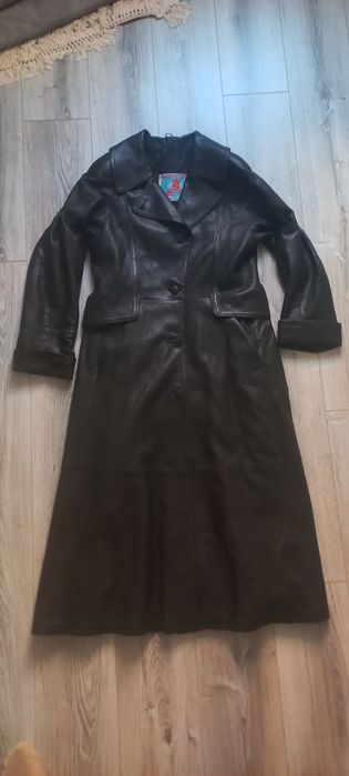 Кожаный плащ куртка