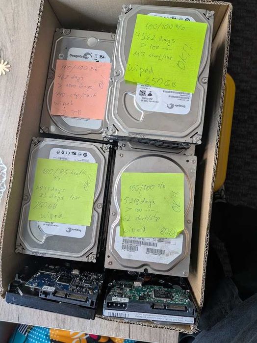 Лот 29 бр. Твърди дискове HDD от 250GB до 3TB SATA3 7200rpm – 100% Здраве