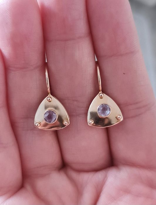 Золотые серьги 583 пробы с александритом