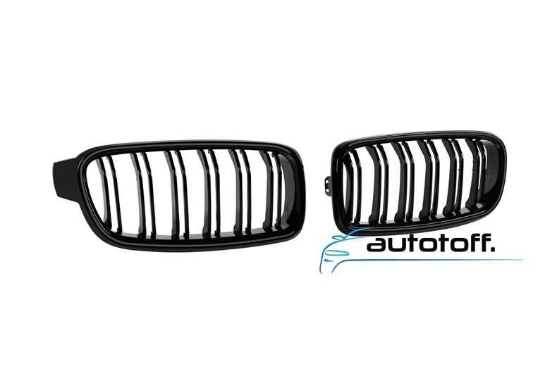 Grile duble iluminate compatibile cu BMW Seria 3 F30 F31 (11-19) Negru lucios cu LED