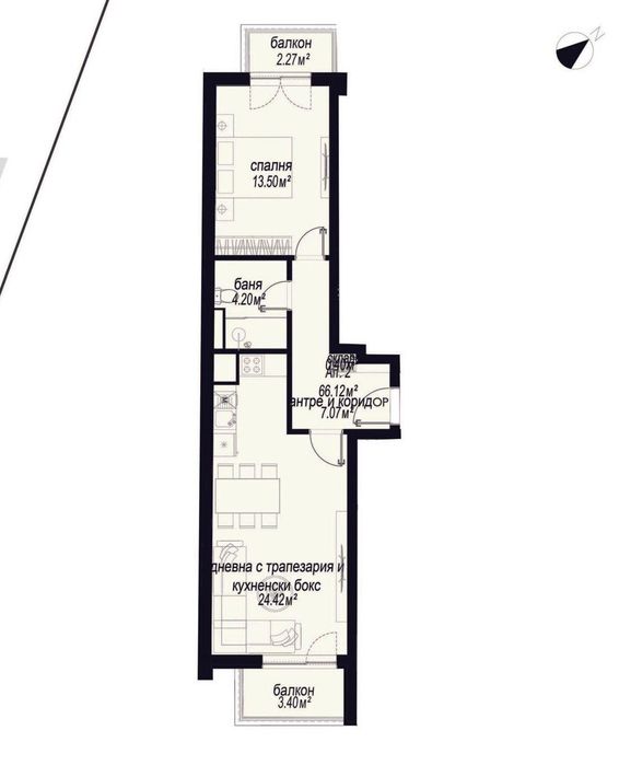 Двустаен за продажба в ж.к Зона Б-4