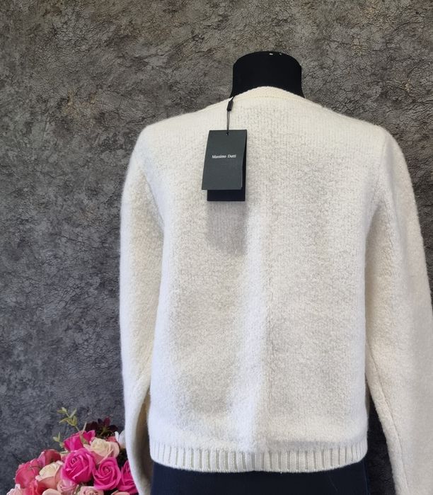 Cardigan pufos  lana alb crema Massimo Dutti