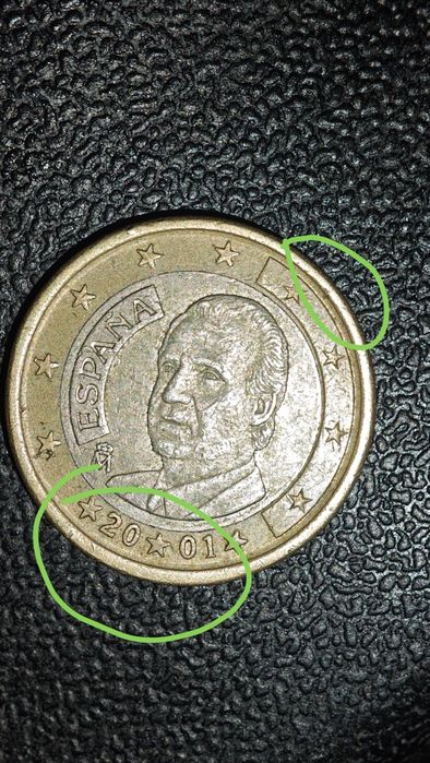 Moneda 1 euro Espana ,cu eroare de fabricație