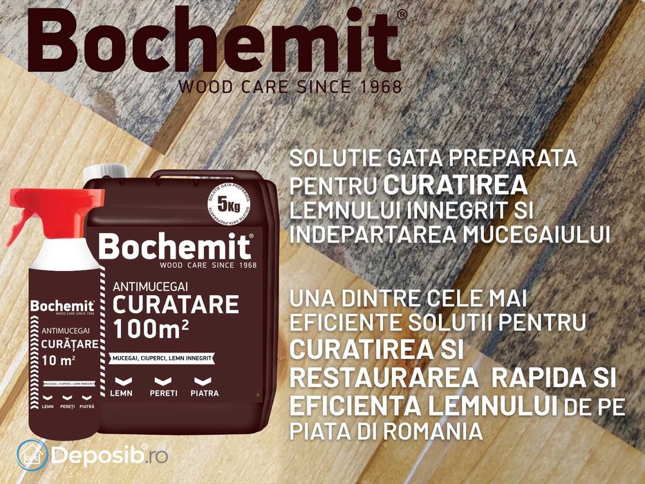 Tratament lemn Bochemit - Solutie ignifugare, anti carii, antimucegai,