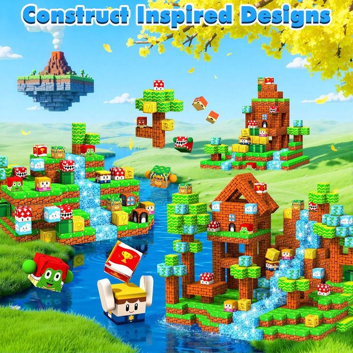 Магнитни строителни блокчета, сензорни играчки, 3+ години, 108 части