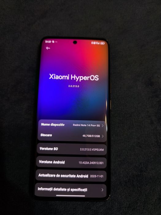 Vând Xiaomi Redmi Note 14 Pro +.  512 Gb 12 Gb Ram 5G
Telefon mobil