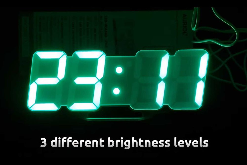 Ceas cu LED, 3D, urias, cu telecomanda, pentru perete sau birou, arata si temperatura; multiple culori si jocuri lumini; nou, sigilat, din Germania