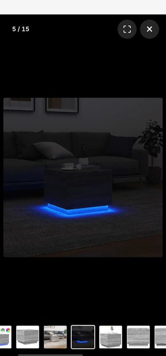 Маси за кафе 2.бр с LED осветление, сив сонома, 50x50x40 см чисто нови от Германия