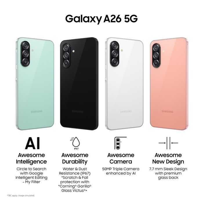 SAMSUNG A26 1 yil garantiya