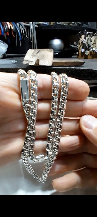 Серебряная цепь бисмарк, новинка