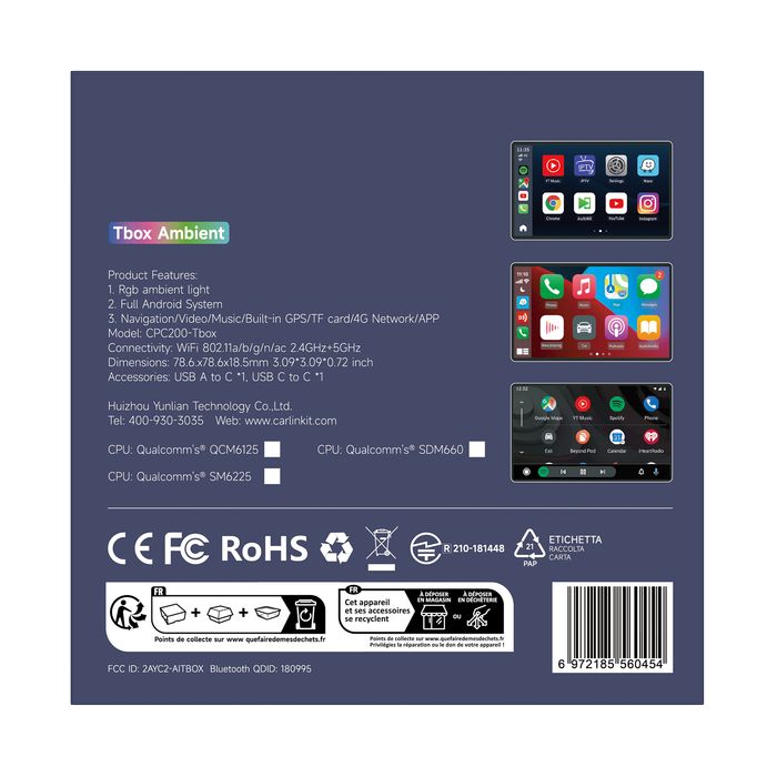 Carlinkit tbox-plus 8+128gb безжичен android auto и carplay адаптер