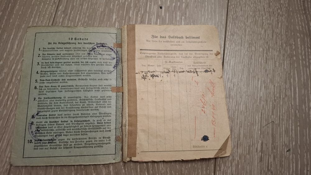 Carte de identitate soldat german aviație ww2