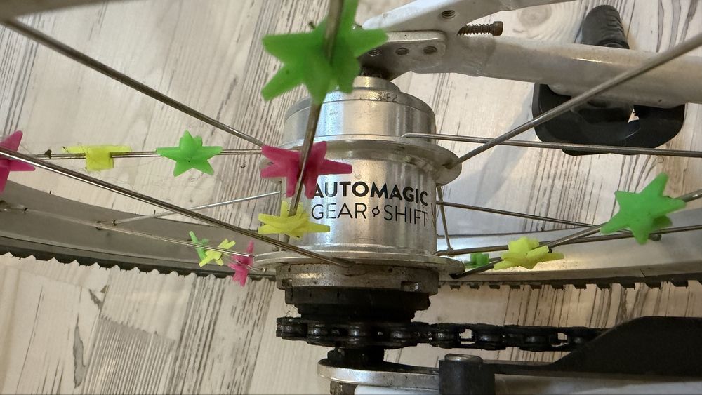 Bicicleta copii Woom 3 Automagic Go cu roti 16" pink/albastru/casca Woom M  rosu