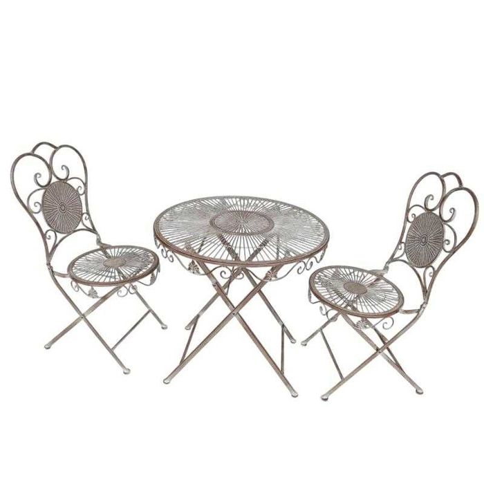 set masa si scaune de gradina, 2 scaune si o masa, fier forjat, verde