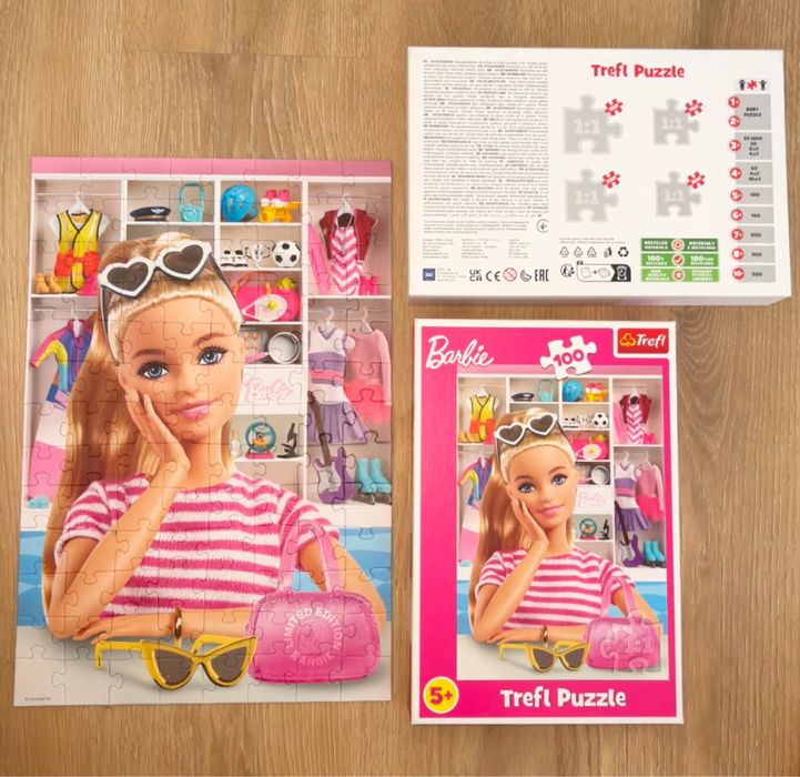3 бр. пъзели 100 части (5+) – Trefl, Barbie, Disney принцеси – като нови