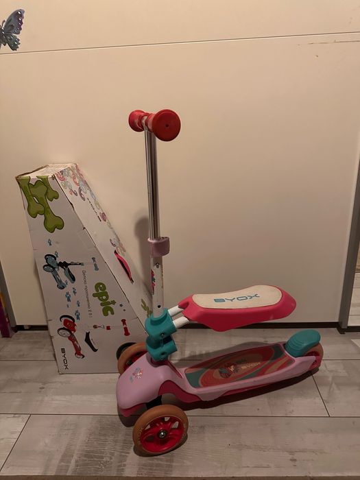 BYOX Тротинетка - скутер със седалка Epic 2в1 - розов