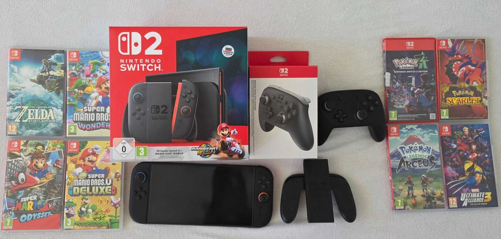 Nintendo Switch 2 + Pro Controller + 8 игри