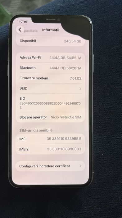 iphone 11 pro max 256 gb face id bat 81% nedesfacut piese recarosare