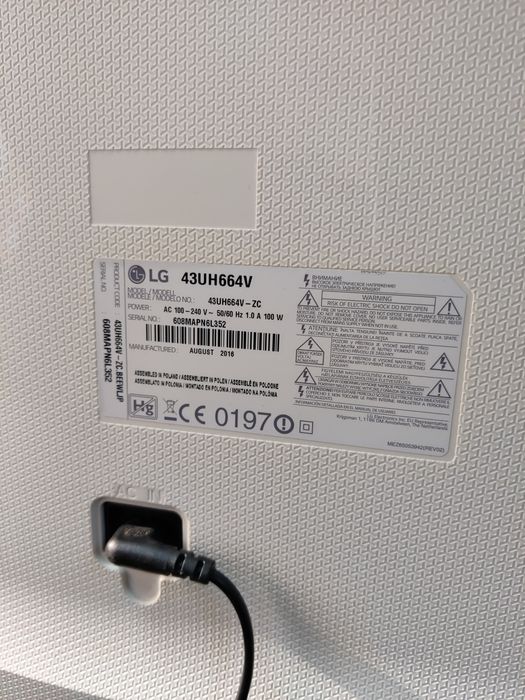 Tv LG model 43uh664-v smart