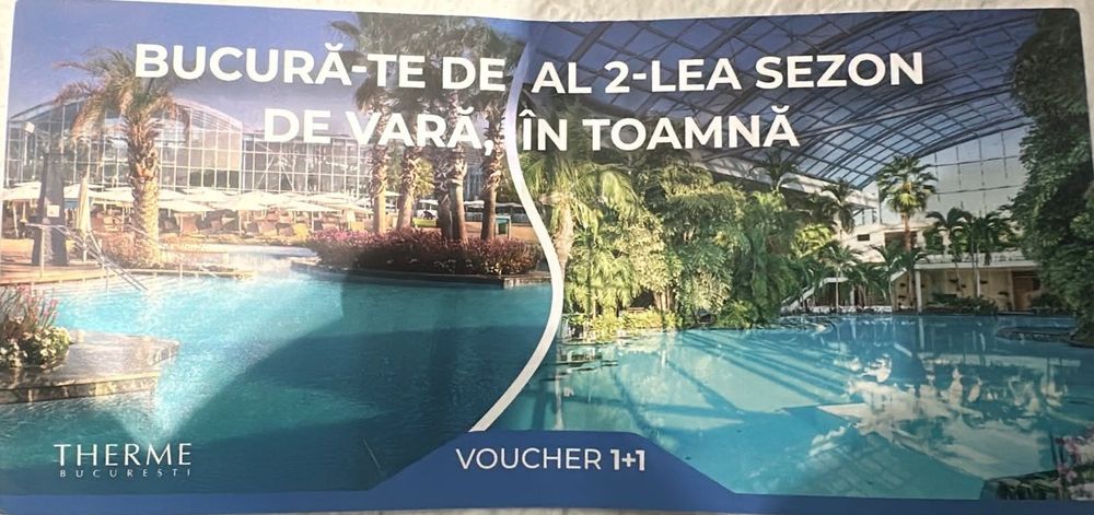 Voucher 1+1 Therme București – al 2-lea adult GRATIS – 50% preț