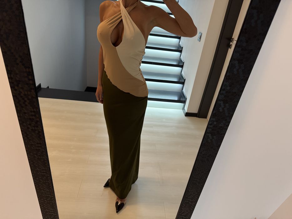 Rochie in trei culori lunga