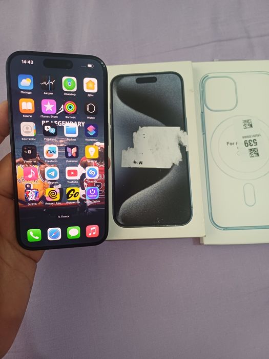 Apple Iphone 15 Pro Blue Titanium Flagman Karobka Holati Ideal Yengide