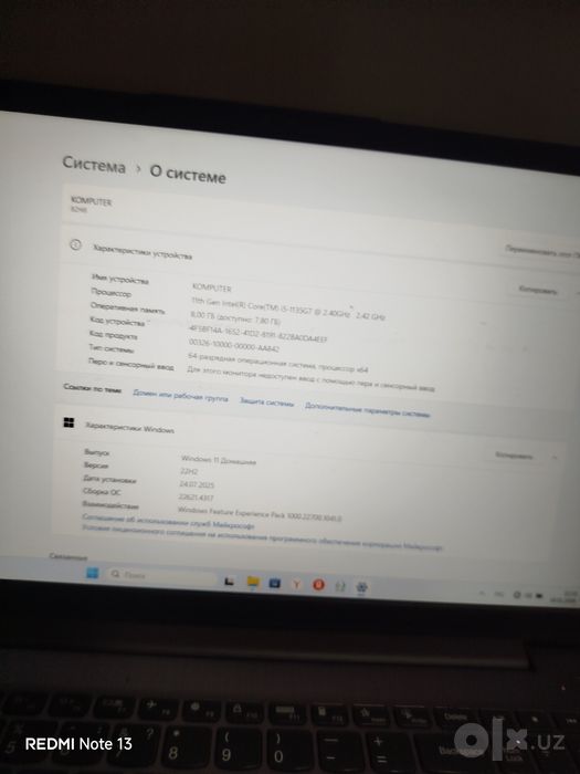 Notebook xolati     yahwi.                        I5 Lenova.