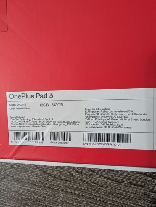 OnePlus pad 3 16/512 GB Global