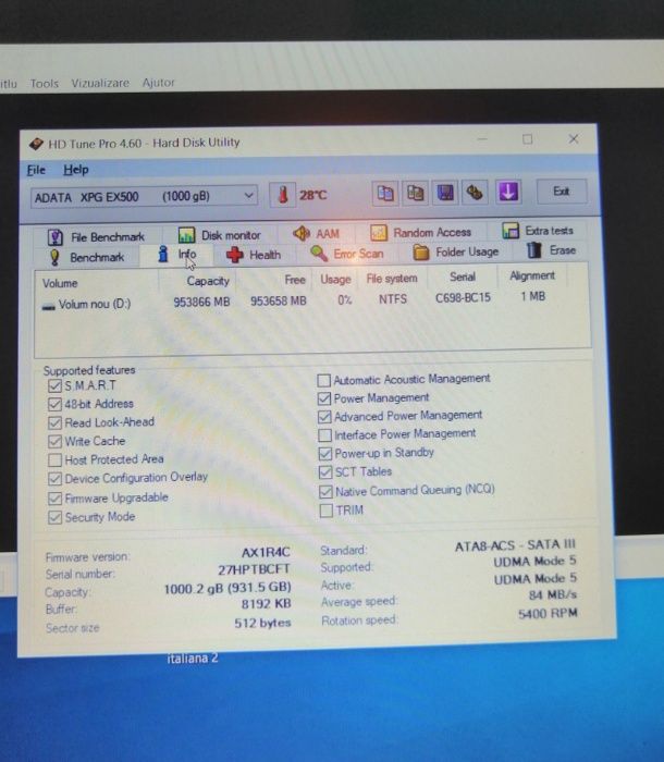 Hdd extern portabil 1 Tb sata3  de 2,5'' impecabil , 100% health!