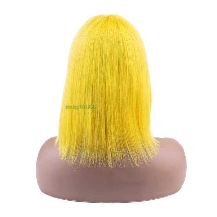 Жълта перука 100% естествен косъм