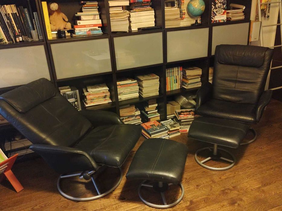 Fotolii din piele naturala extensibile cu suport pentru picioare