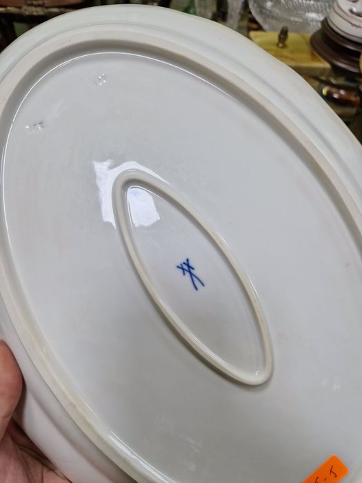 Антикварно колекционерско голямо немско порцеланово плато Meissen