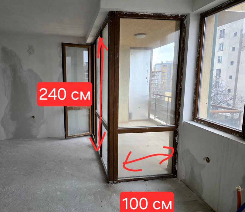 PVC вратопрозорец + отделно крило | 230x240 см | Кафяв