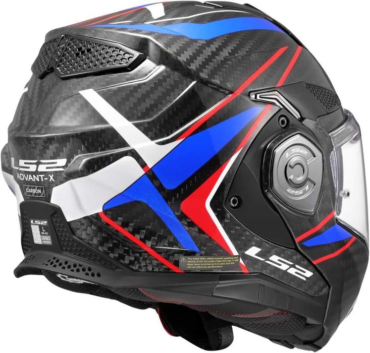 Нова Мотоциклетна Модуларна Каска за Мотор LS2 FF901 Advant X Carbon Future II, XL, Gloss White/Blue ECE 22.06 1550 гр