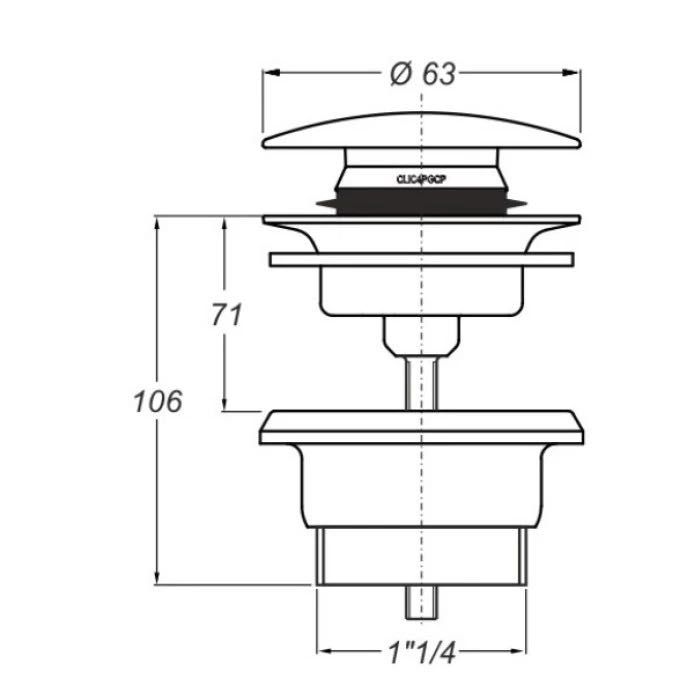 Витло за сифон за мивка Click-Clack 11/4″ , черен мат-BONOMINI