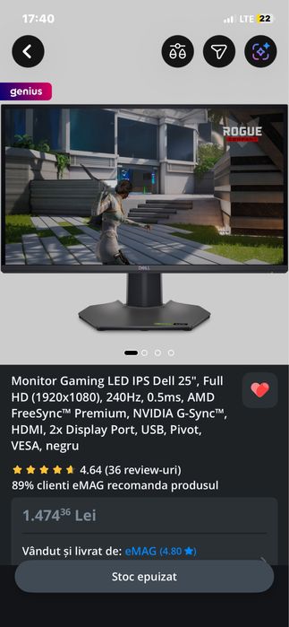 Monitor Gaming Dell 280Hz Full HD
