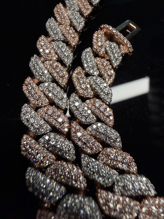 Colier Cuban Two Tone Argint 925 - Lab DVVS1 Moissanite