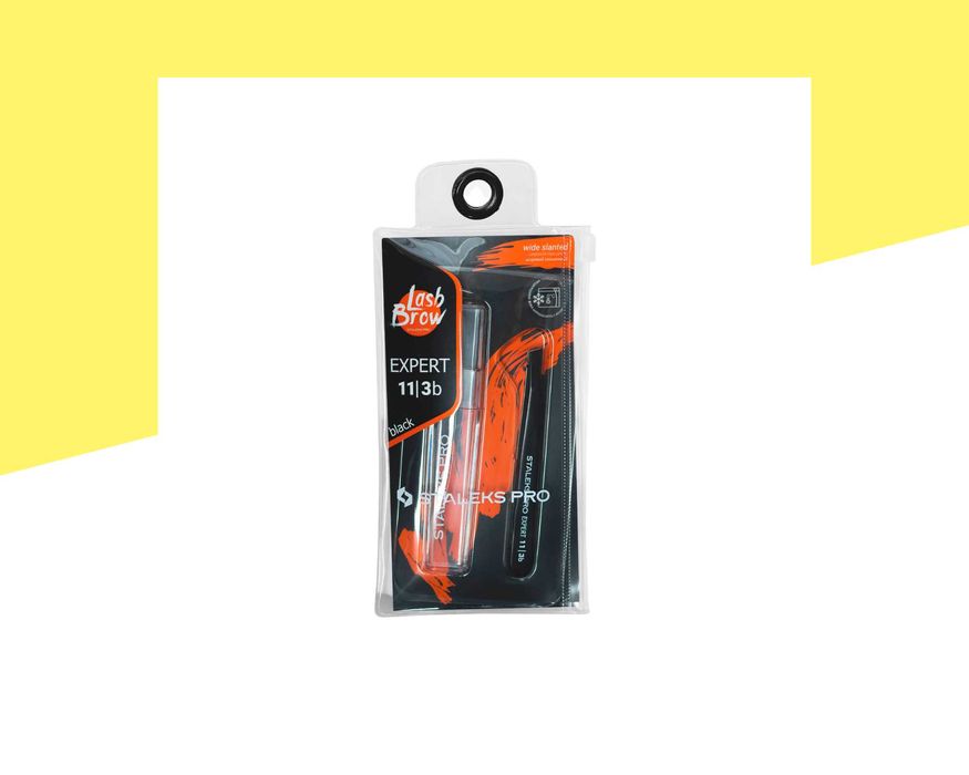 Професионална скосена пинсета за вежди Staleks Pro Expert TE-11/3b
