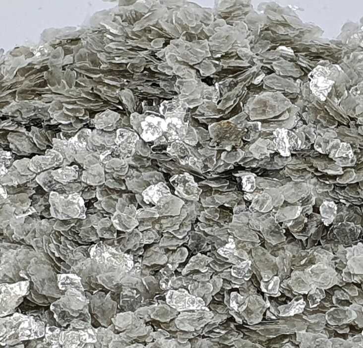 Fulgi decorativi de mică argintie, piatră semiprețioasă, 100g
