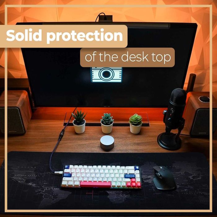 Mousepad Gaming XL cu Harta Lumii Antiderapant pentru Birou 80 x 30 cm