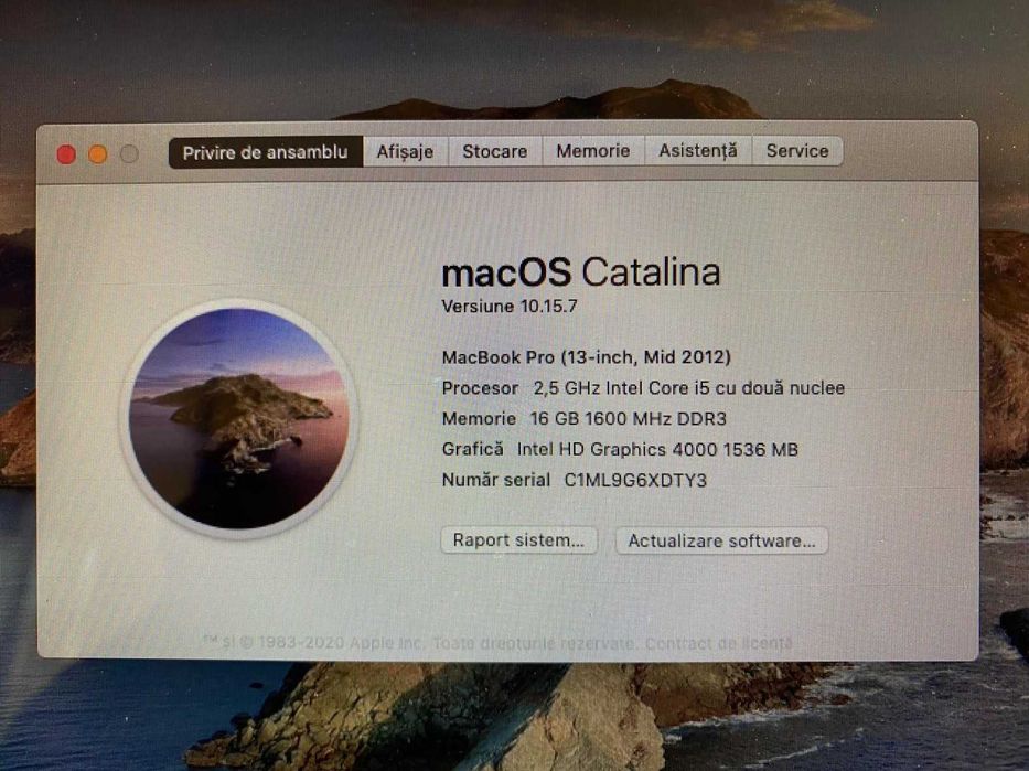 MacBook Pro 13 2012 i5 16Gb/Ram SSD Intel 256GB  Perfect Funcțional