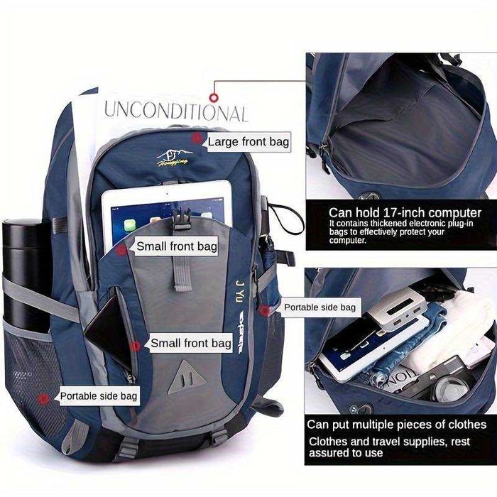 Професионална олекотена туристическа раница, непромокаема, размер 40 L