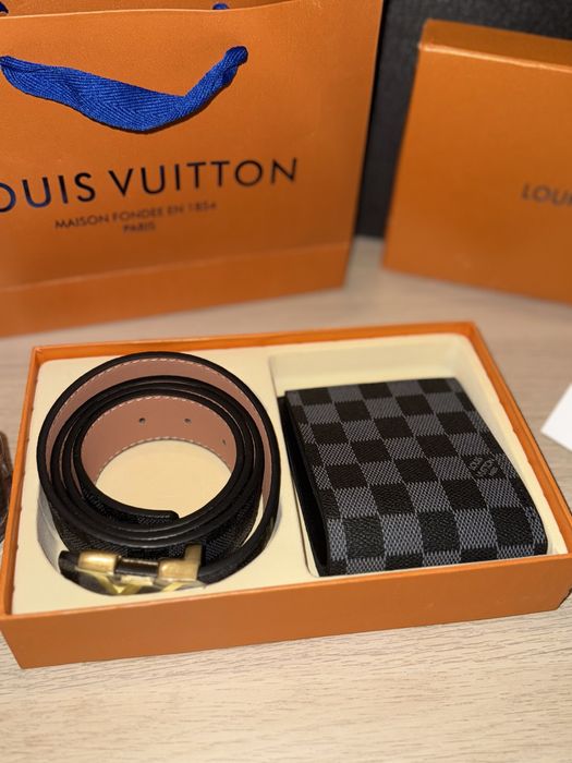 Подаръчен комплект колан louis vuitton и портфейл
