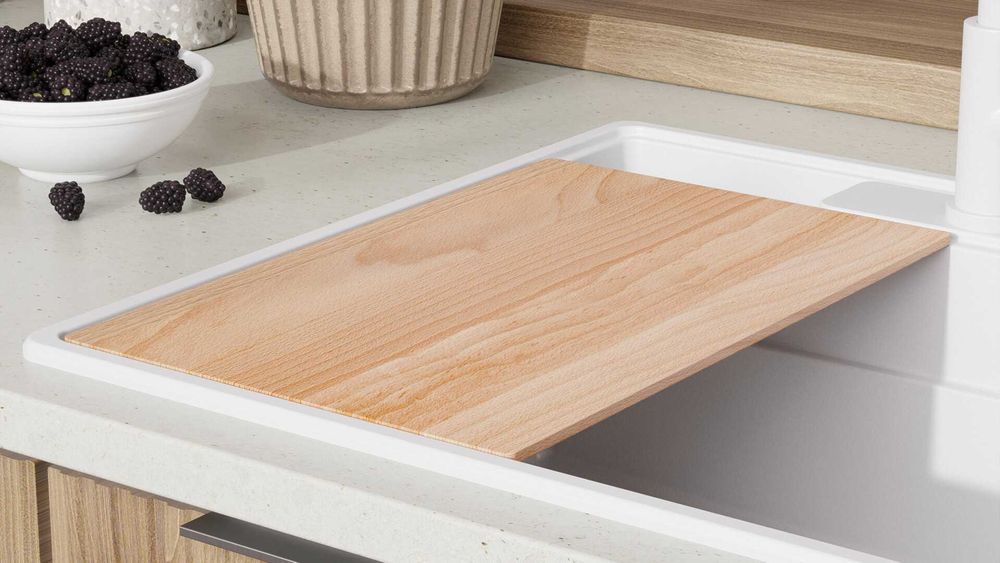 Бяла кухненска мивка от гранит Ню Йорк 60 Multispace 580 x 530 мм