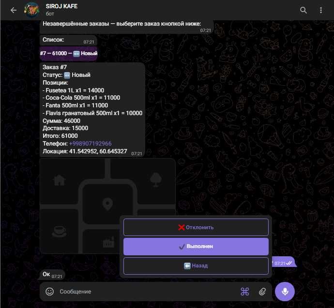 Телеграмм боты для ресторанов и кафе!