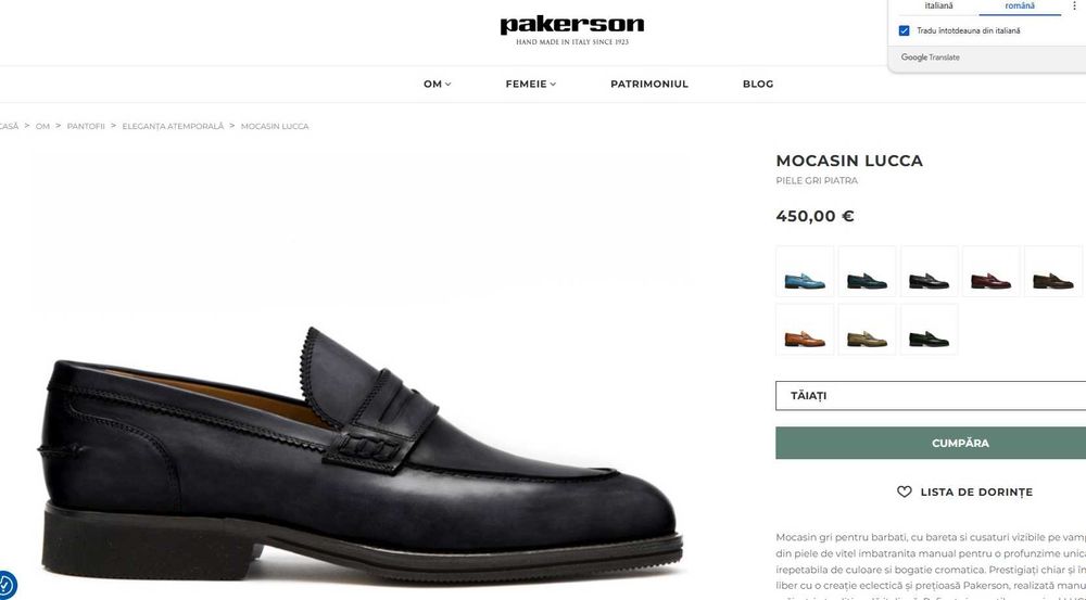 Pantofi loafer de lux 41.5 42 lucrati manual Pakerson piele naturala