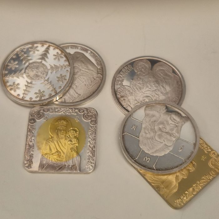 Monede argint 999.9 silver medalie  aur 8k