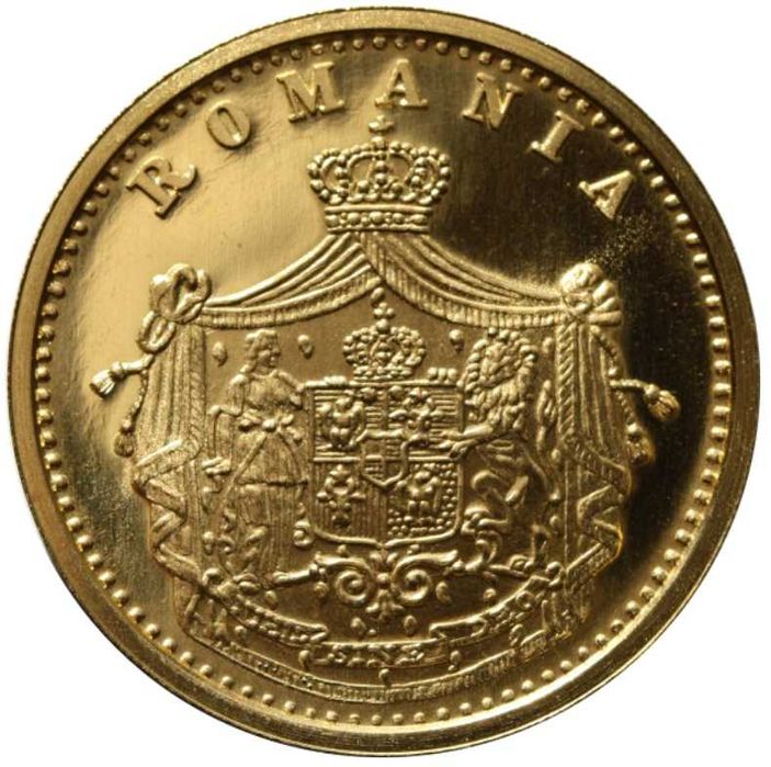 Moneda aur 10 bani 1867, replica BNR 2007, gradata NGC MS 66