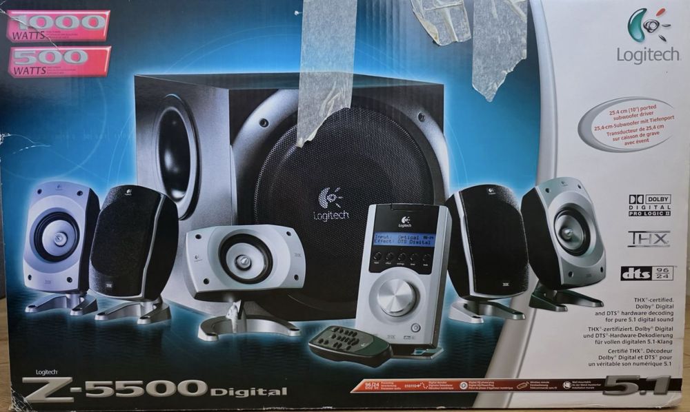 Logitech Z-5500 Digital THX 5.1 — пълен комплект с оригинална кутия