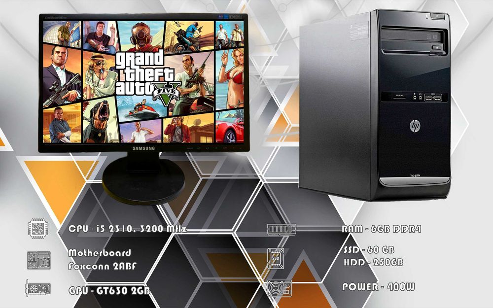 Комплект - Монитор + i5 2310\GT630 2GB\RAM 6GB\SSD 60GB\HDD 250GB